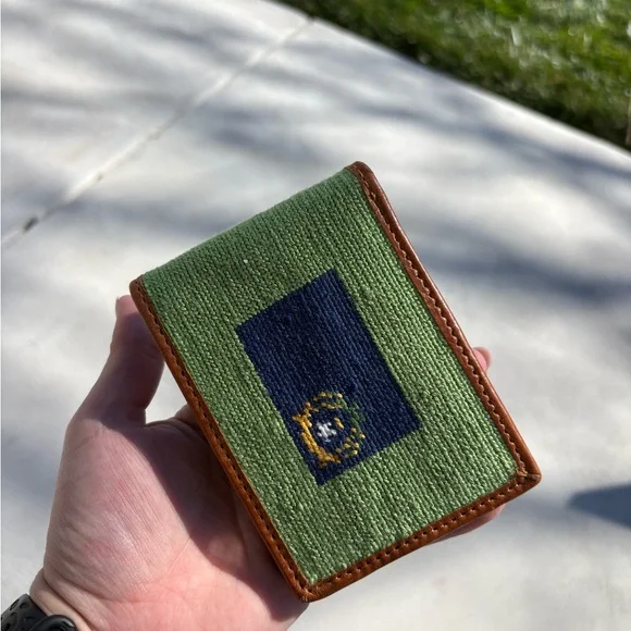 Needlepoint Bifold Wallet with Pheasant and Flag - Picture 2 of 11